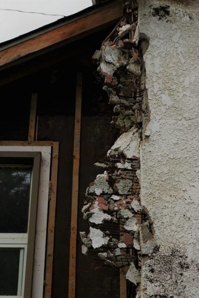 glass window with brown frames