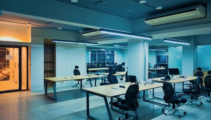 black office rolling chairs and table